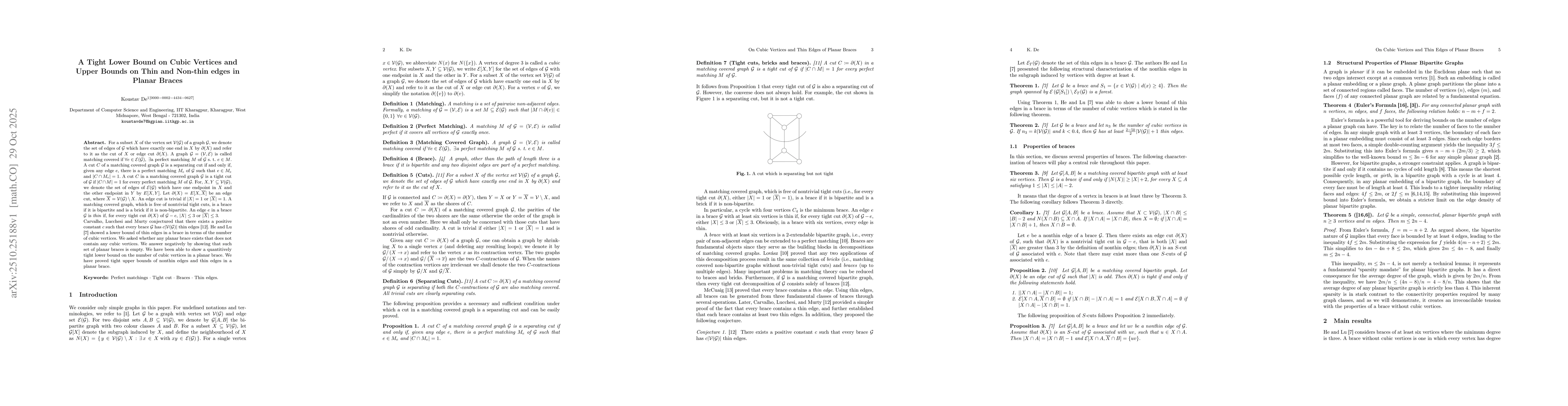 Thumbnail for A Tight Lower Bound on Cubic Vertices and Upper Bounds on Thin and
  Non-thin edges in Planar Braces
