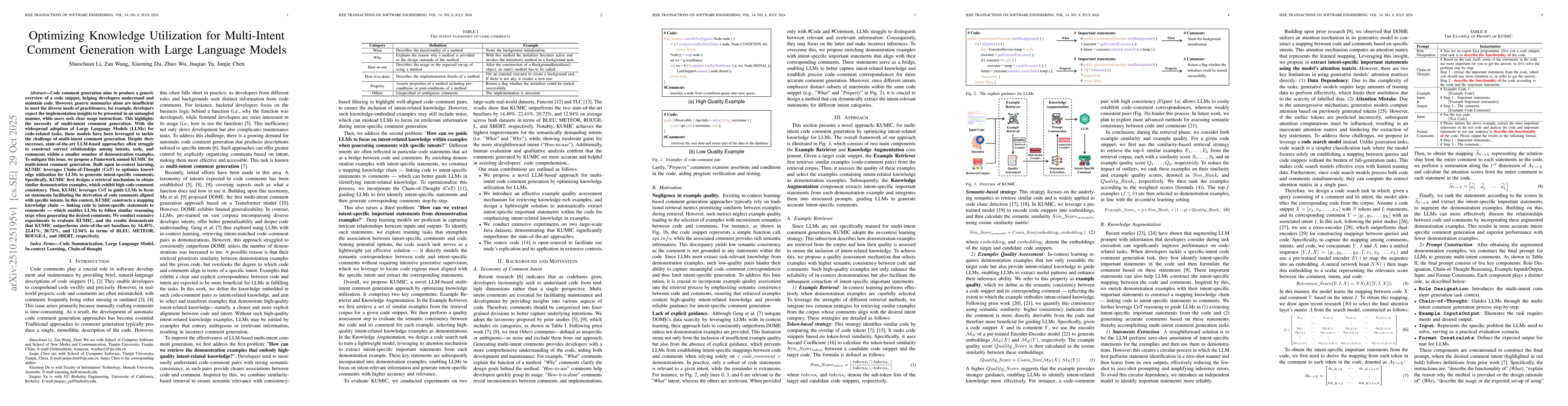 Thumbnail for Optimizing Knowledge Utilization for Multi-Intent Comment Generation
  with Large Language Models