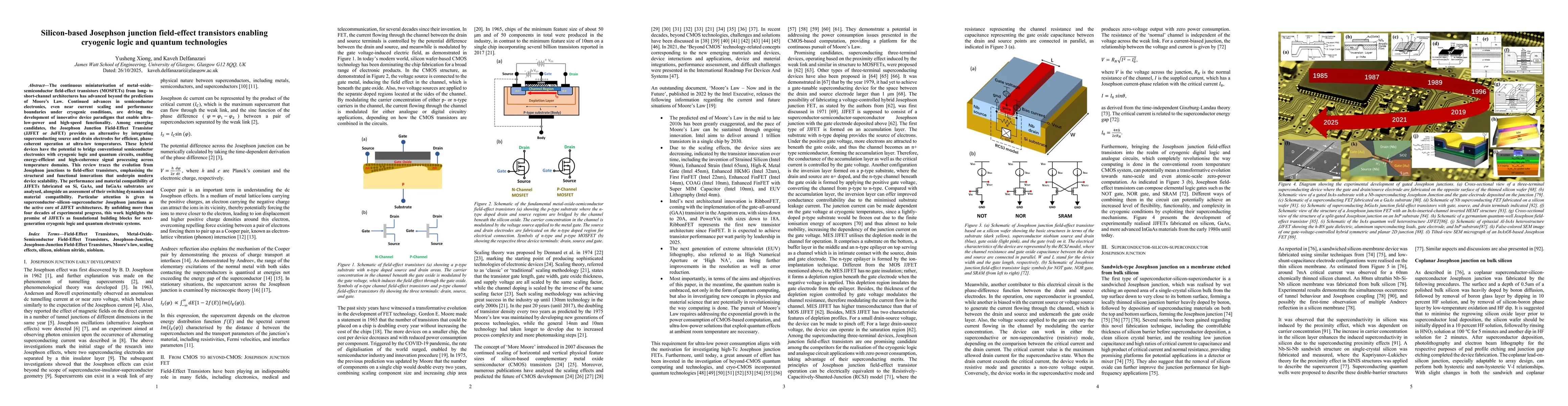 Thumbnail for Silicon-based Josephson junction field-effect transistors enabling
  cryogenic logic and quantum technologies