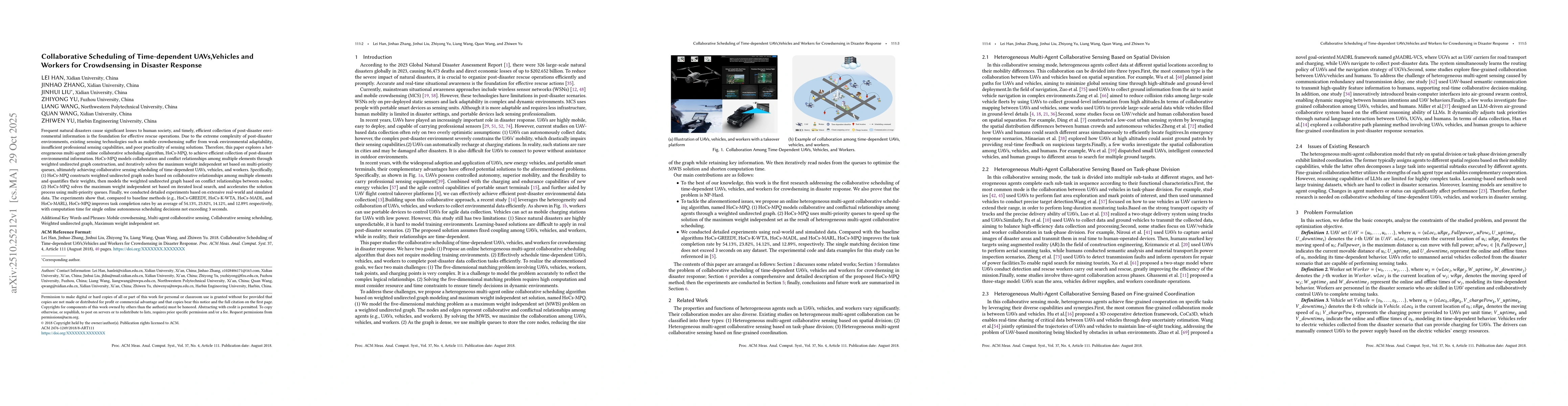 Thumbnail for Collaborative Scheduling of Time-dependent UAVs,Vehicles and Workers for
  Crowdsensing in Disaster Response