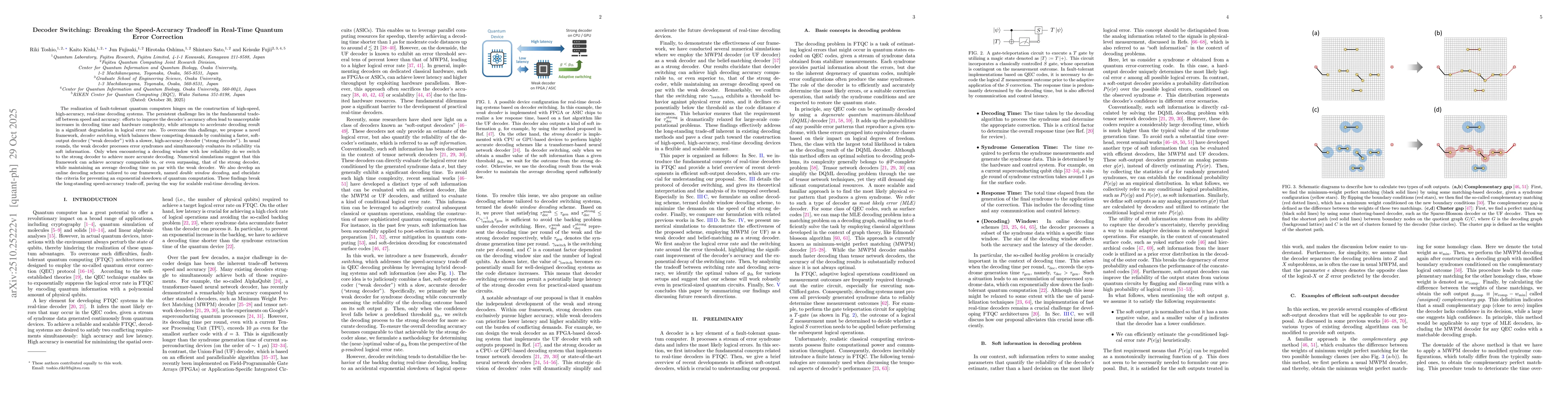 Thumbnail for Decoder Switching: Breaking the Speed-Accuracy Tradeoff in Real-Time
  Quantum Error Correction
