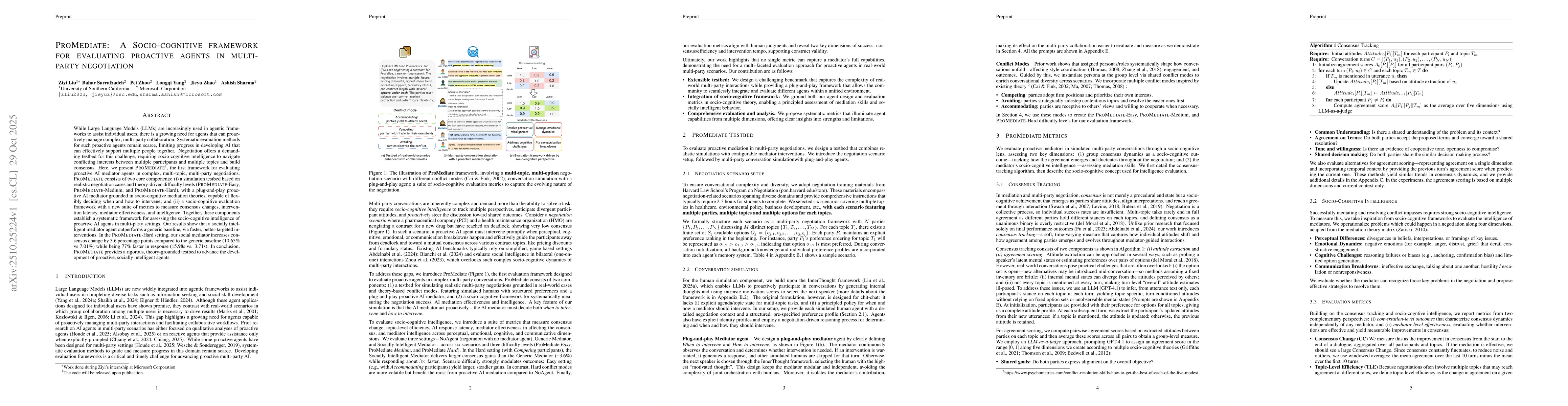 Thumbnail for ProMediate: A Socio-cognitive framework for evaluating proactive agents
  in multi-party negotiation