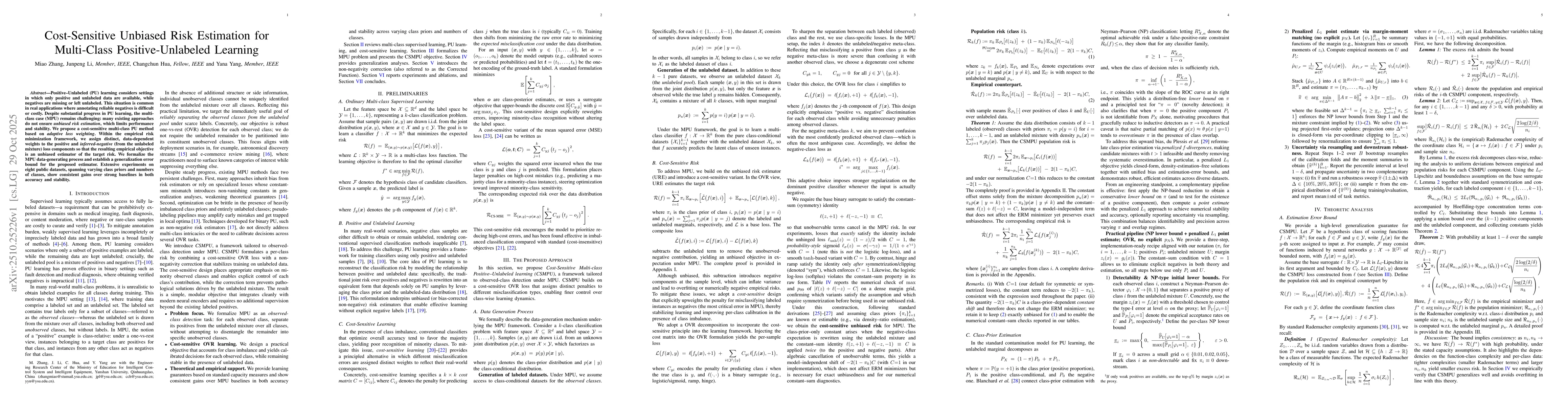 Thumbnail for Cost-Sensitive Unbiased Risk Estimation for Multi-Class
  Positive-Unlabeled Learning