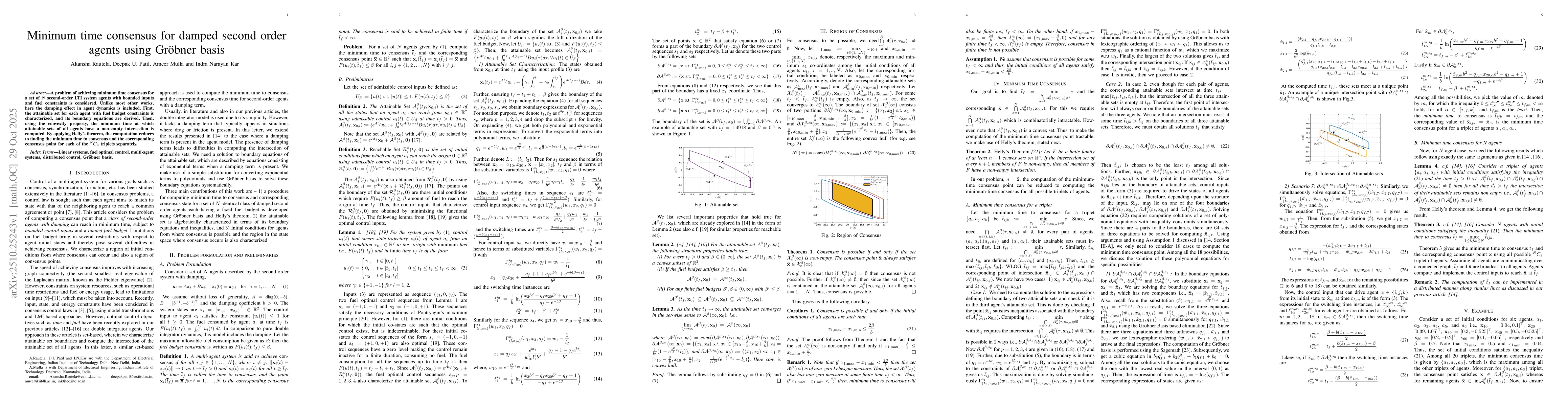 Thumbnail for Minimum time consensus for damped second order agents using Gröbner
  basis