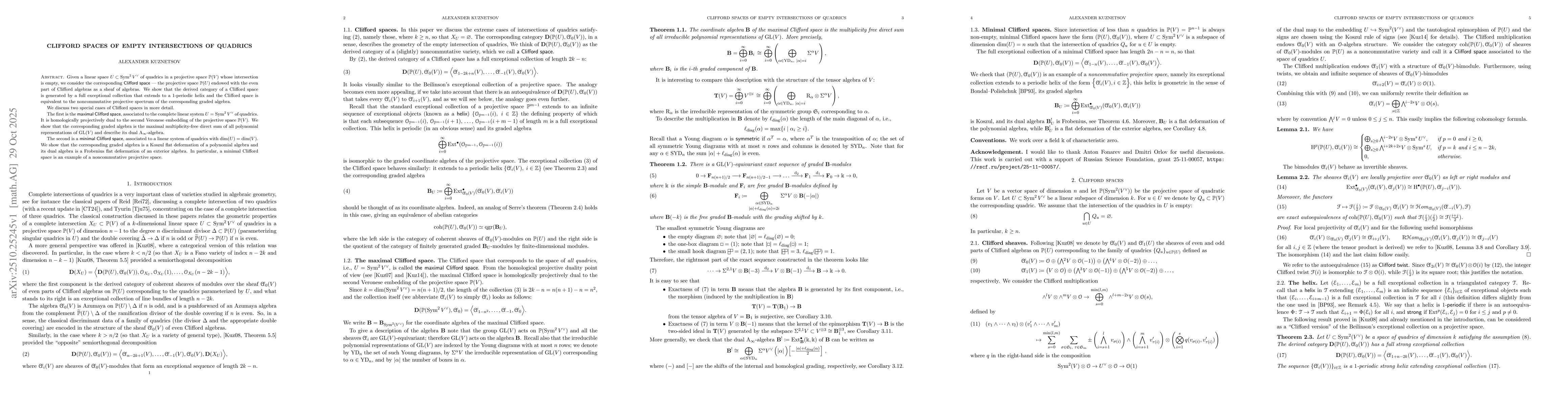 Thumbnail for Clifford spaces of empty intersections of quadrics