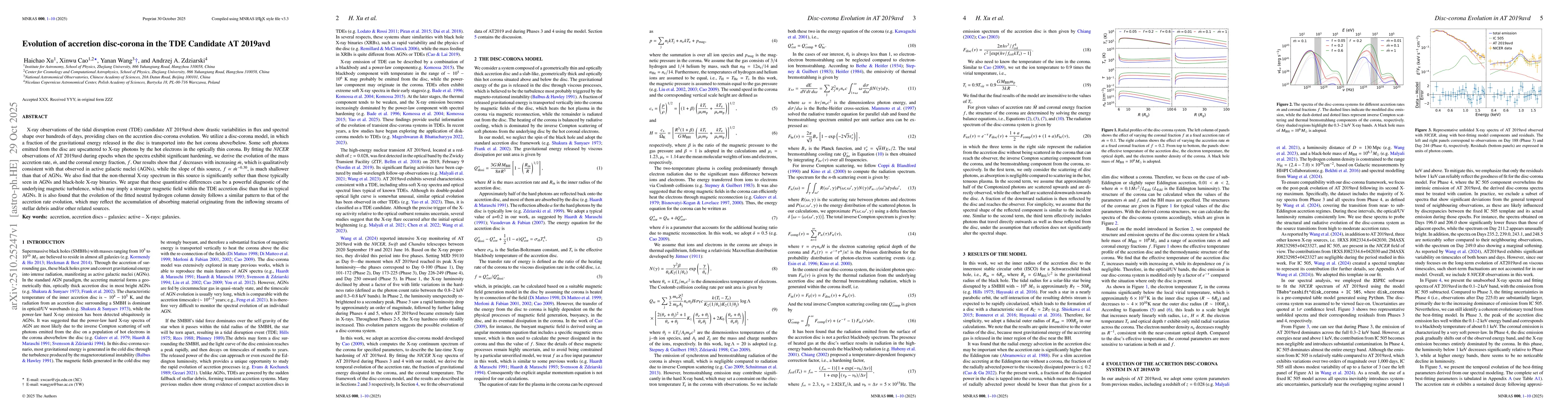 Thumbnail for Evolution of accretion disc-corona in the TDE Candidate AT 2019avd