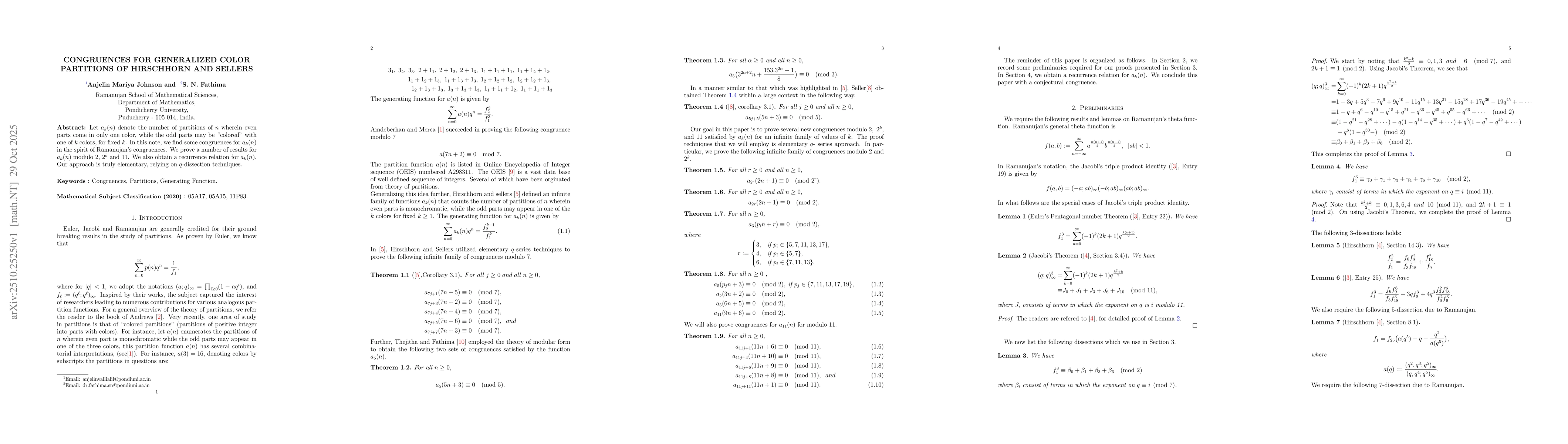 Thumbnail for Congruences for generalized Color Partitions of Hirschhorn and Sellers