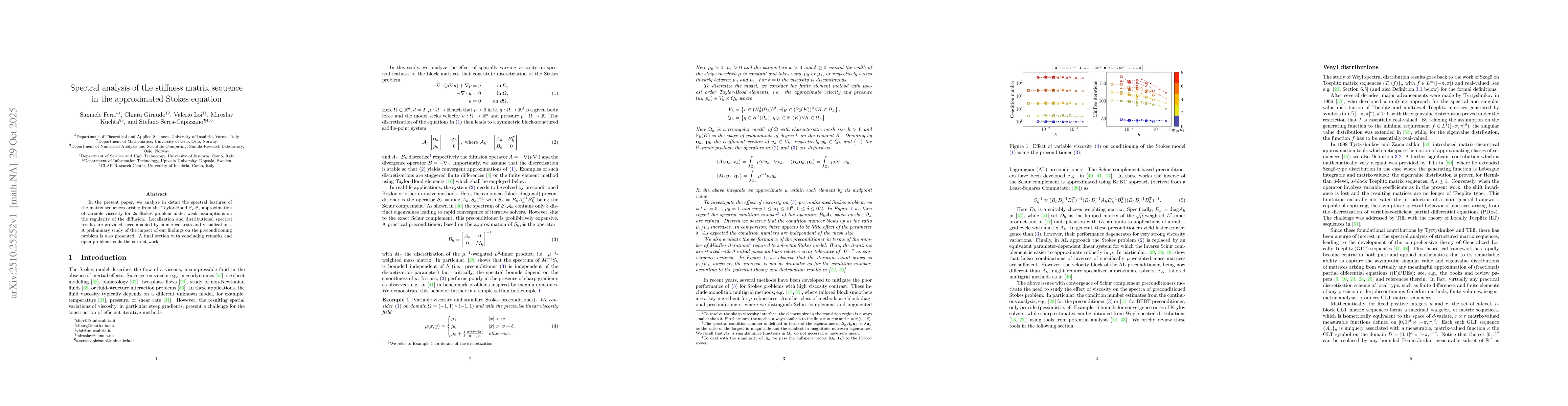 Thumbnail for Spectral analysis of the stiffness matrix sequence in the approximated
  Stokes equation