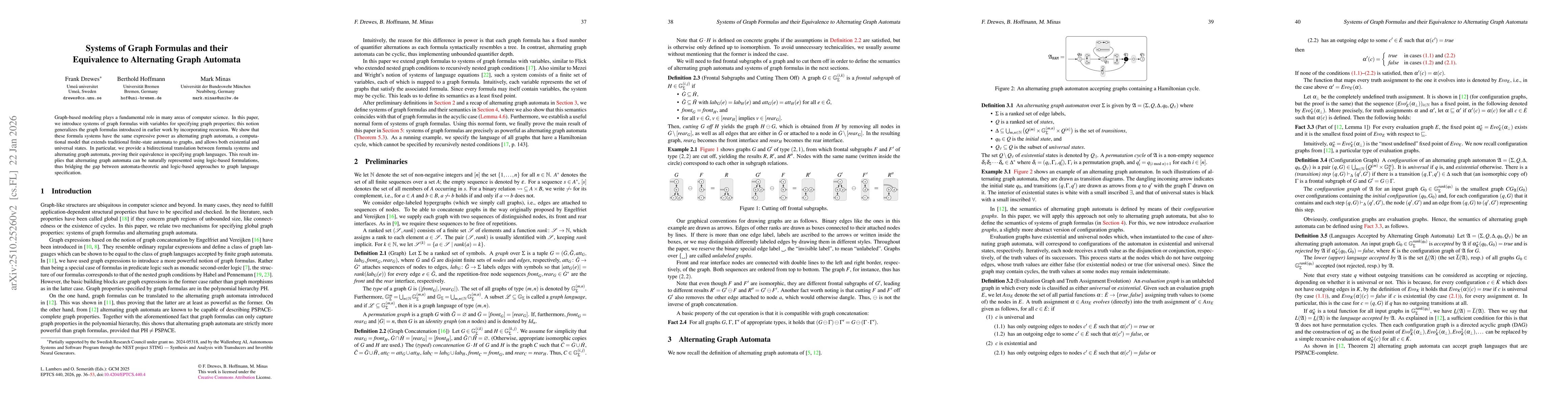Thumbnail for Systems of Graph Formulas and their Equivalence to Alternating Graph
  Automata