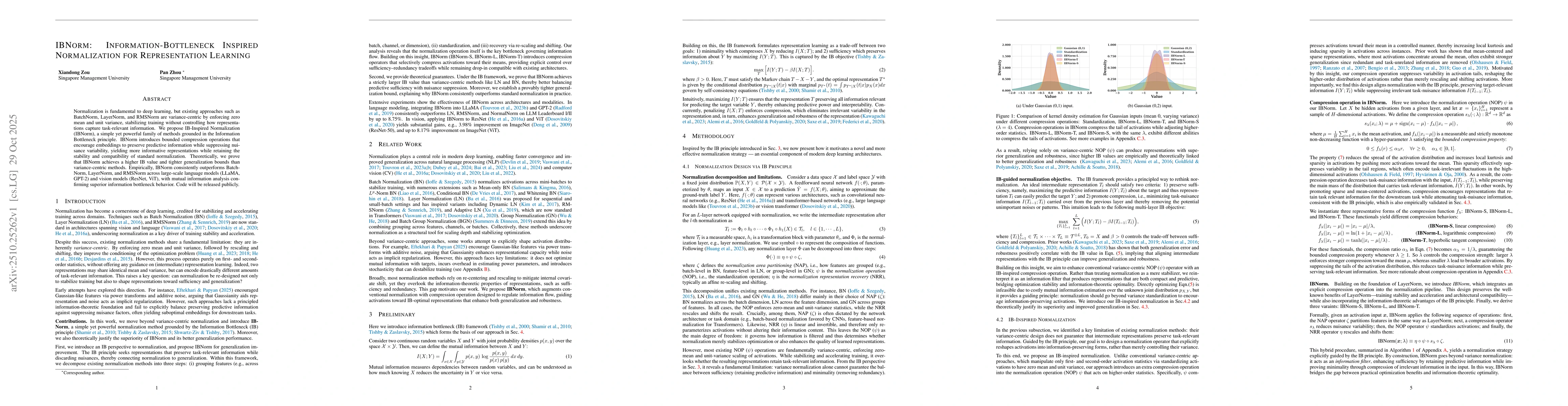 Thumbnail for IBNorm: Information-Bottleneck Inspired Normalization for Representation
  Learning