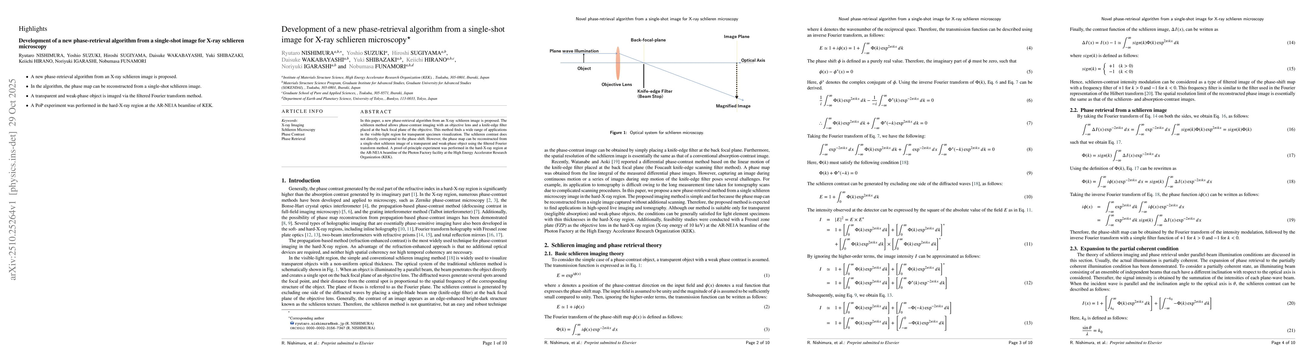 Thumbnail for Development of a new phase-retrieval algorithm from a single-shot image
  for X-ray schlieren microscopy
