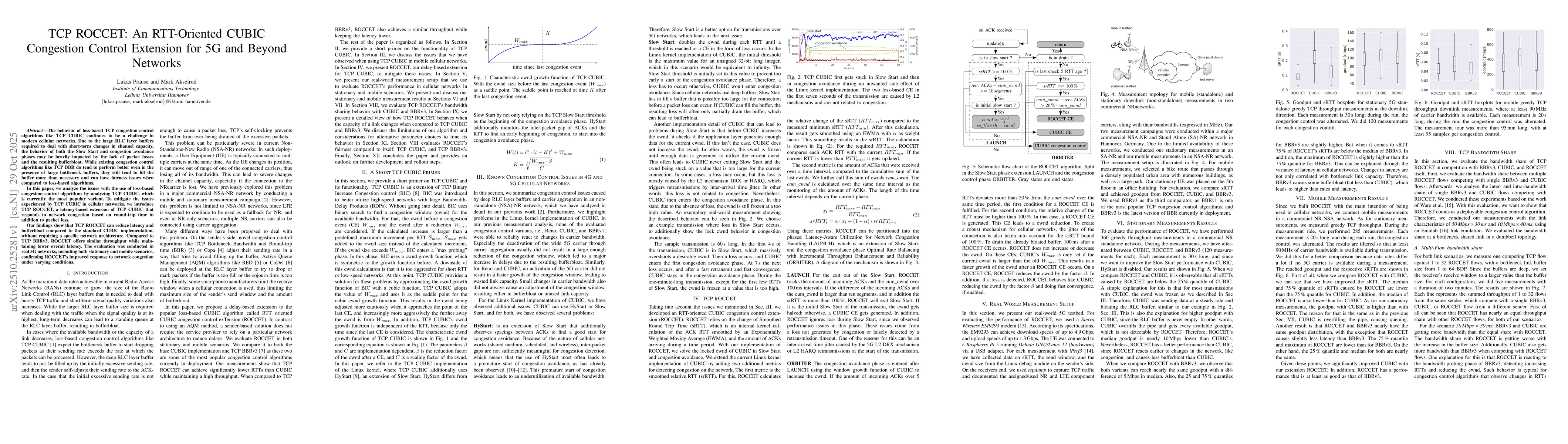 Thumbnail for TCP ROCCET: An RTT-Oriented CUBIC Congestion Control Extension for 5G
  and Beyond Networks