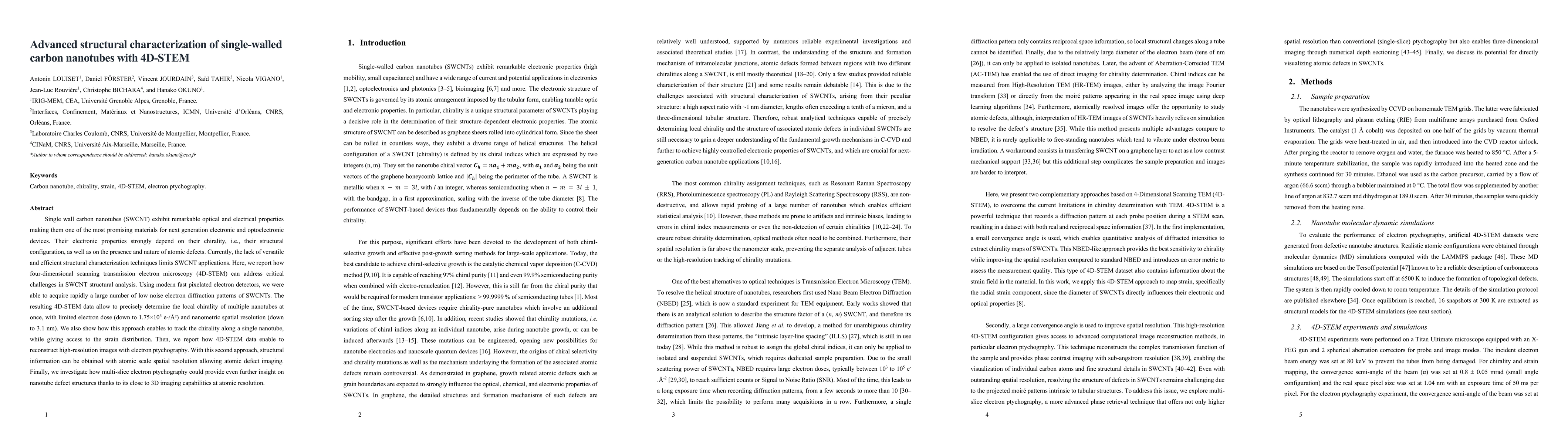 Thumbnail for Advanced structural characterization of single-walled carbon nanotubes
  with 4D-STEM