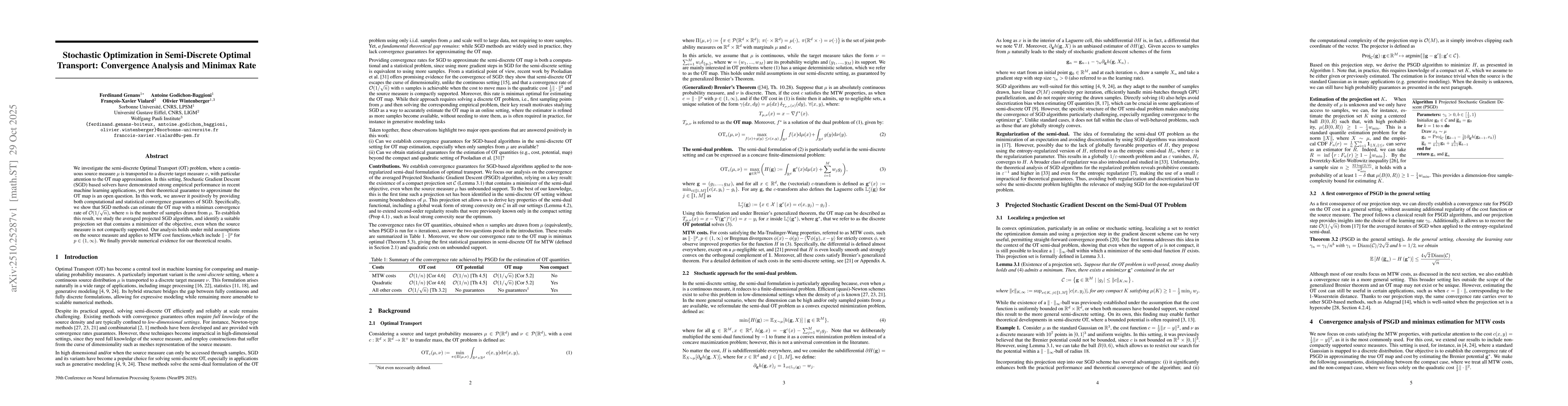 Thumbnail for Stochastic Optimization in Semi-Discrete Optimal Transport: Convergence
  Analysis and Minimax Rate