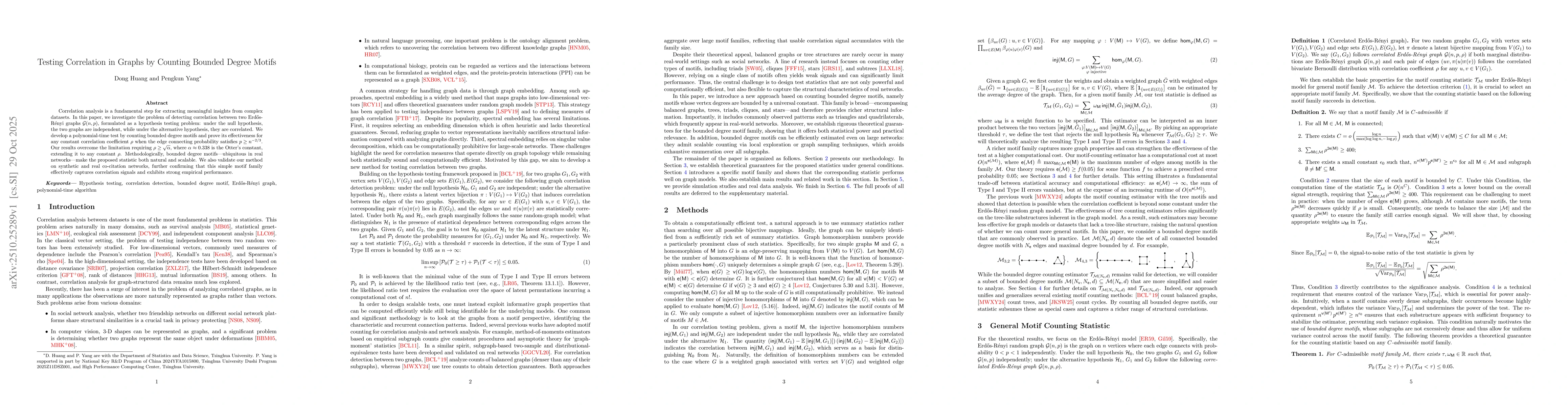 Thumbnail for Testing Correlation in Graphs by Counting Bounded Degree Motifs