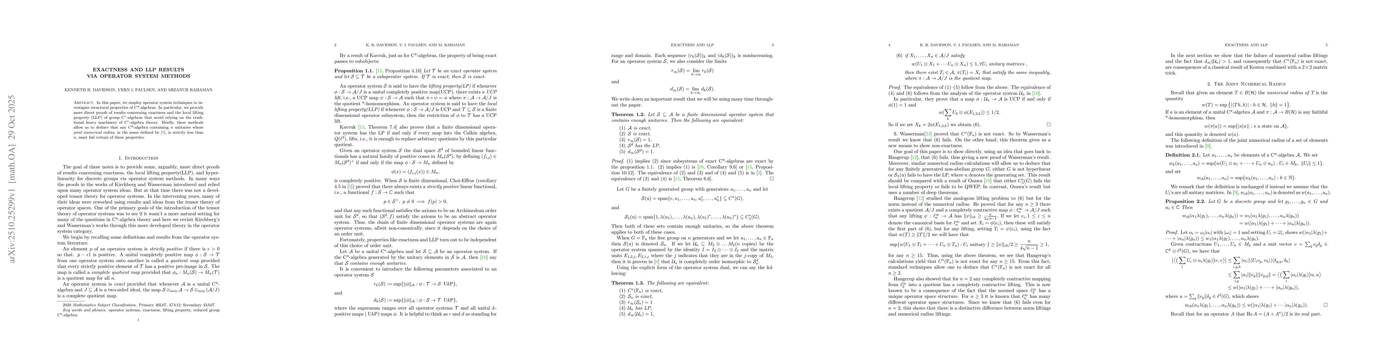 Thumbnail for Exactness and LLP Results via Operator System Methods