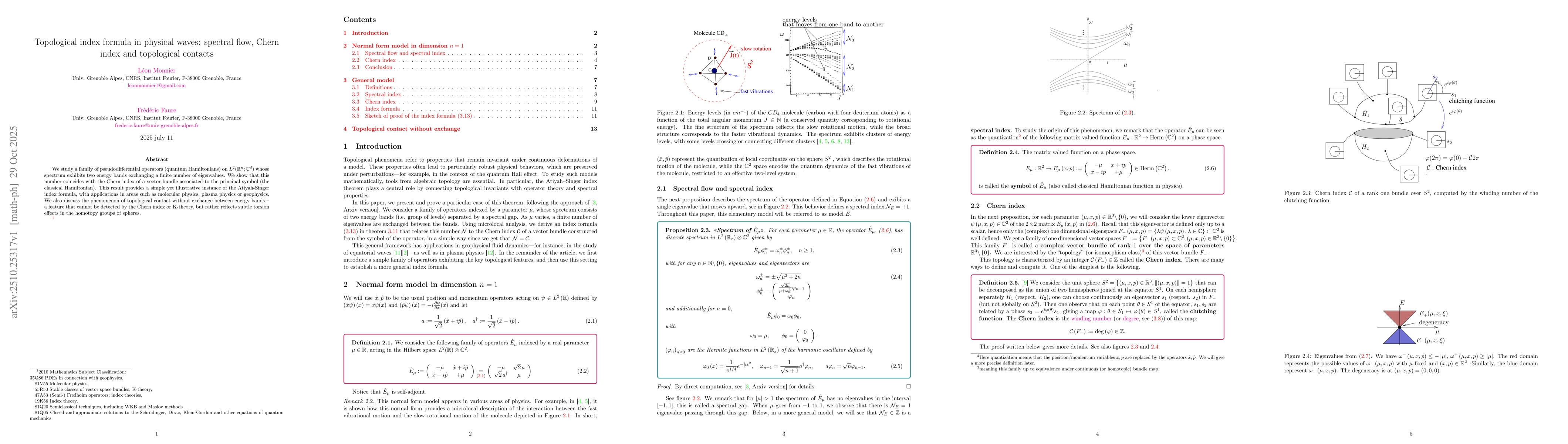 Thumbnail for Topological index formula in physical waves: spectral flow, Chern index
  and topological contacts