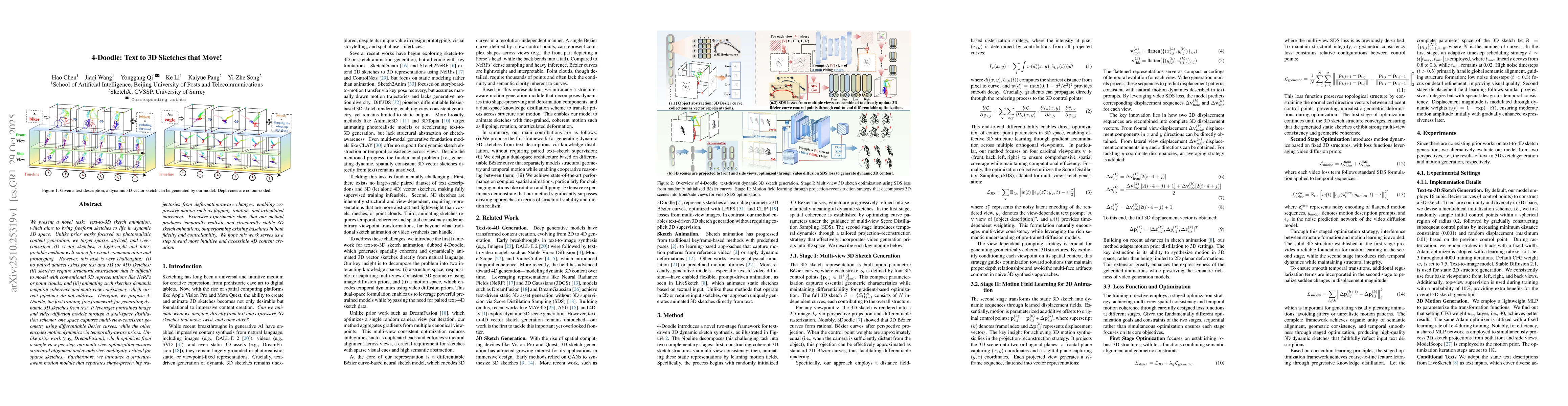 Thumbnail for 4-Doodle: Text to 3D Sketches that Move!