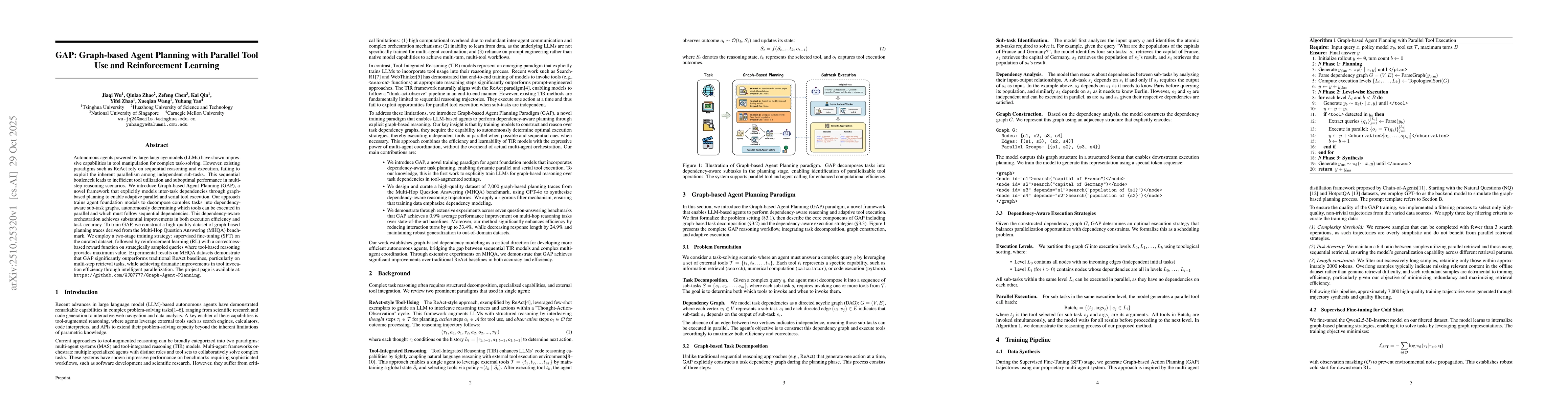 Thumbnail for GAP: Graph-Based Agent Planning with Parallel Tool Use and Reinforcement
  Learning