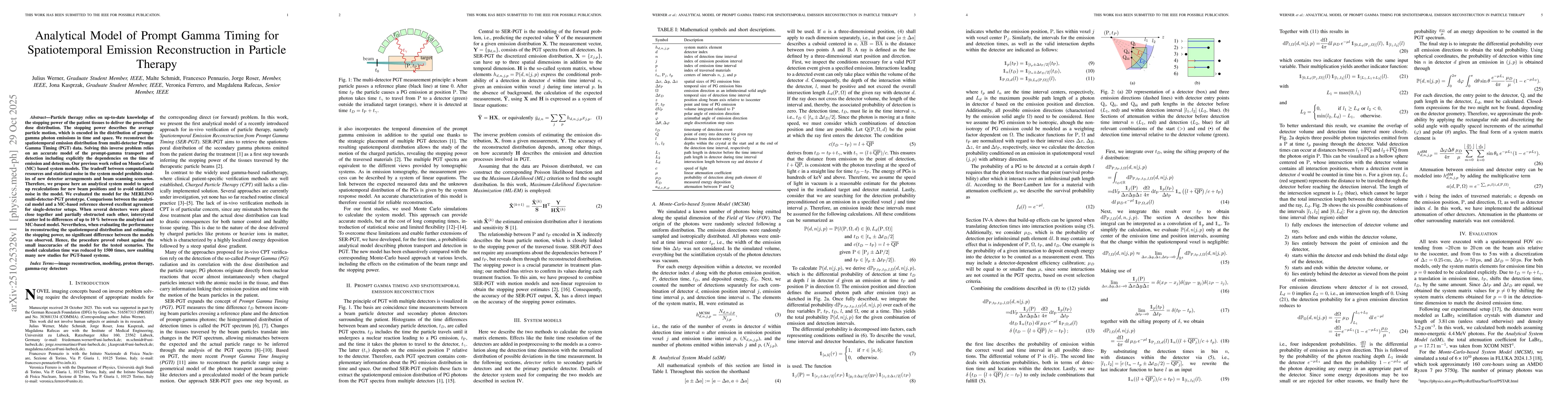 Thumbnail for Analytical Model of Prompt Gamma Timing for Spatiotemporal Emission
  Reconstruction in Particle Therapy