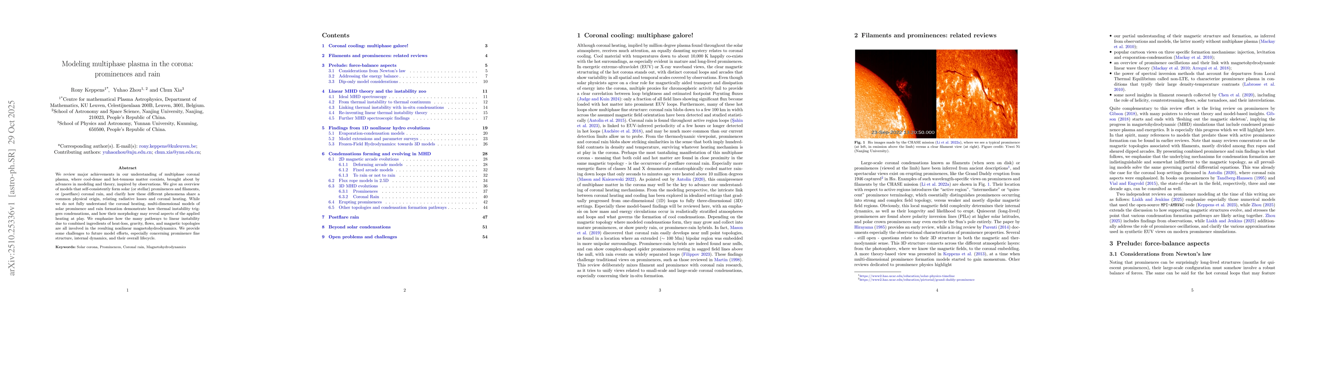 Thumbnail for Modeling multiphase plasma in the corona: prominences and rain