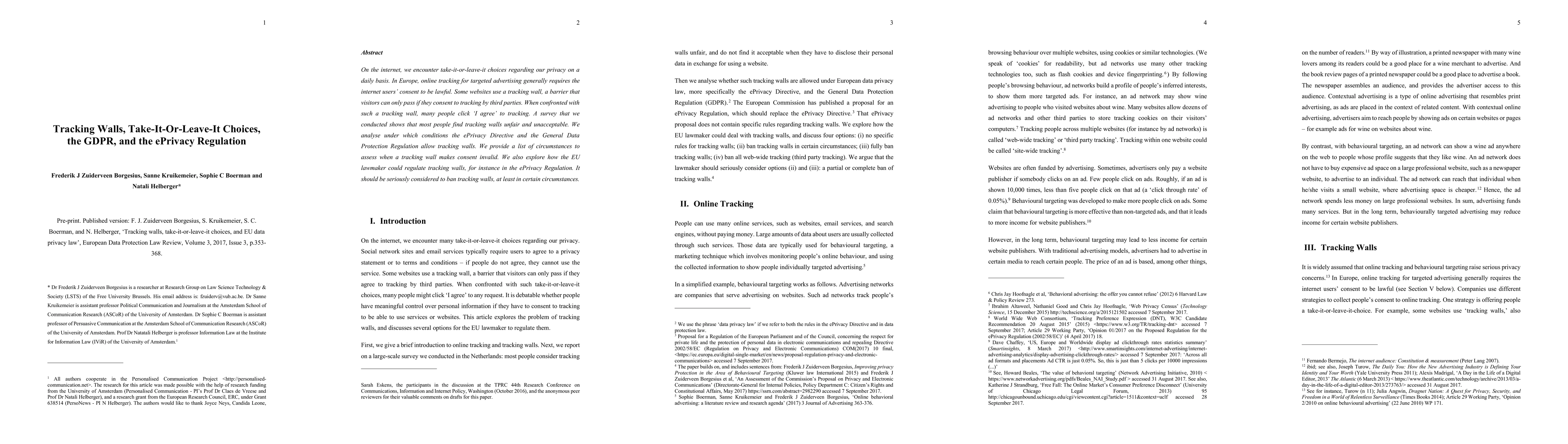 Thumbnail for Tracking Walls, Take-It-Or-Leave-It Choices, the GDPR, and the ePrivacy
  Regulation