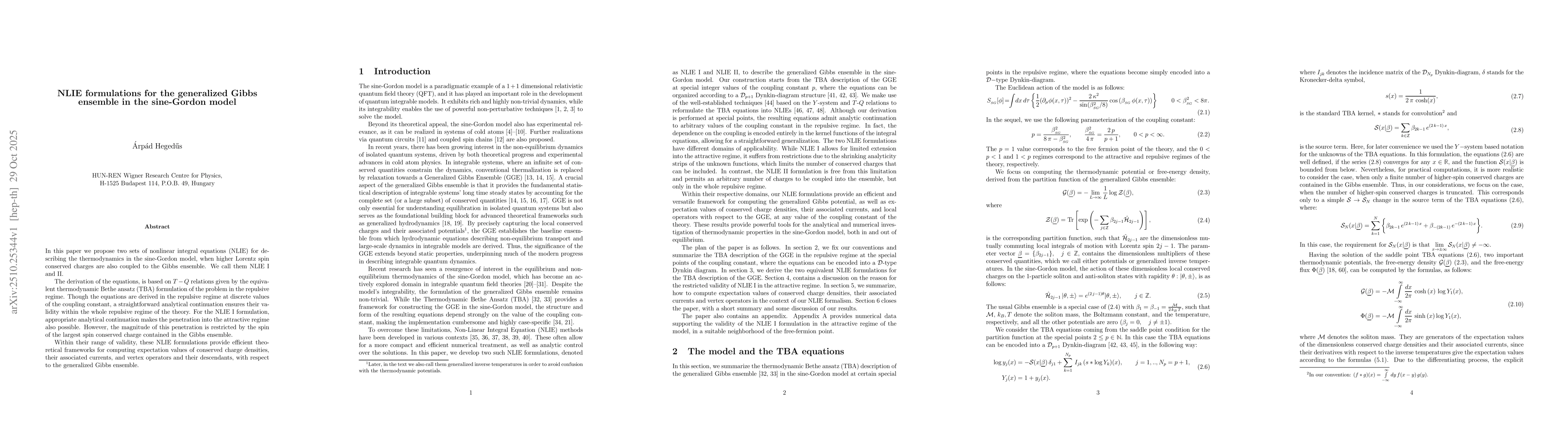 Thumbnail for NLIE formulations for the generalized Gibbs ensemble in the sine-Gordon
  model
