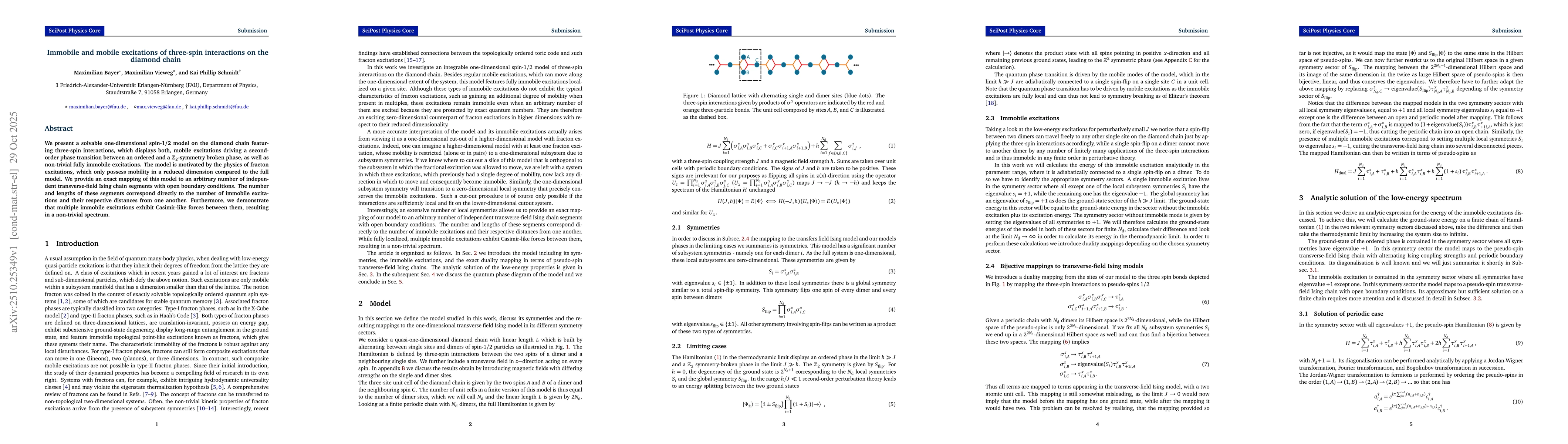 Thumbnail for Immobile and mobile excitations of three-spin interactions on the
  diamond chain