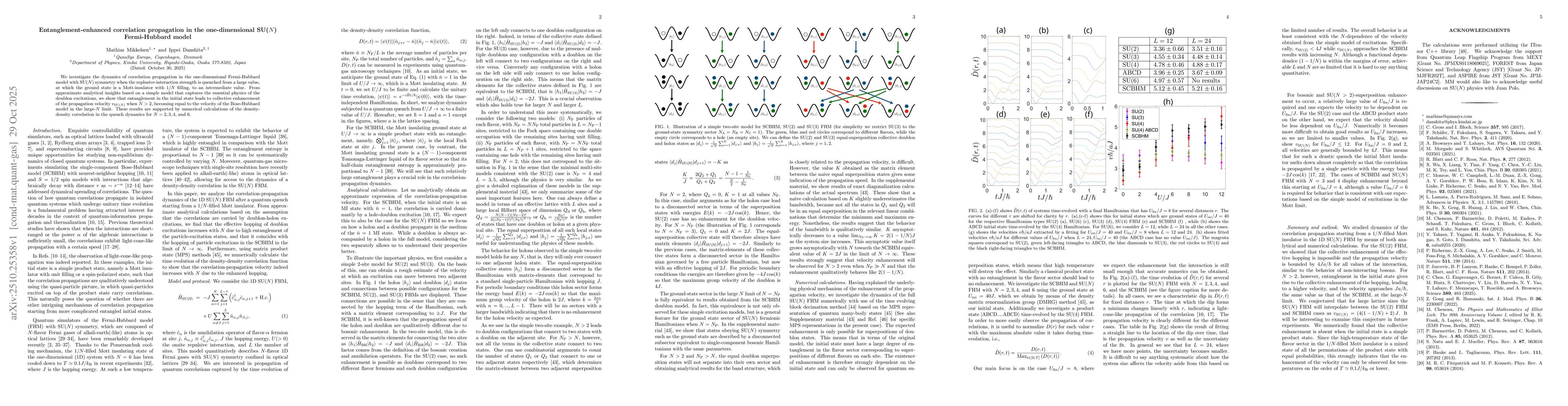 Thumbnail for Entanglement-enhanced correlation propagation in the one-dimensional
  SU($N$) Fermi-Hubbard model