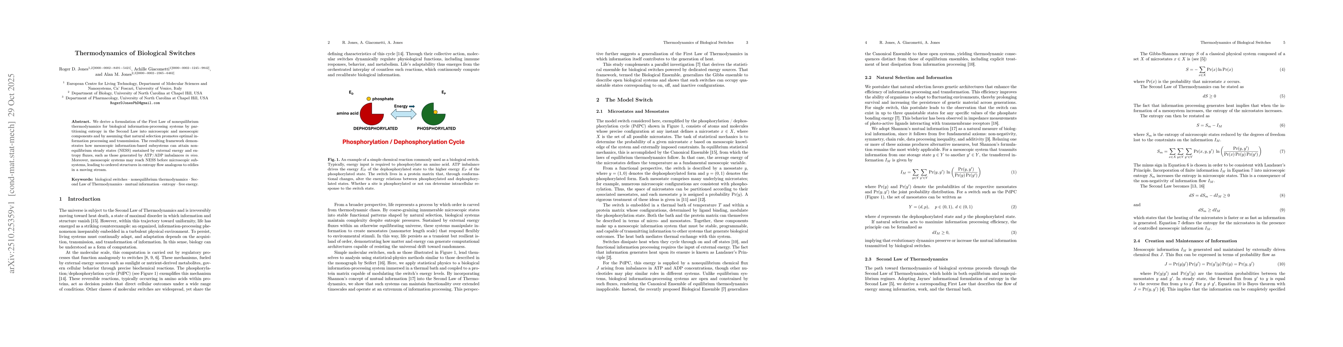 Thumbnail for Thermodynamics of Biological Switches