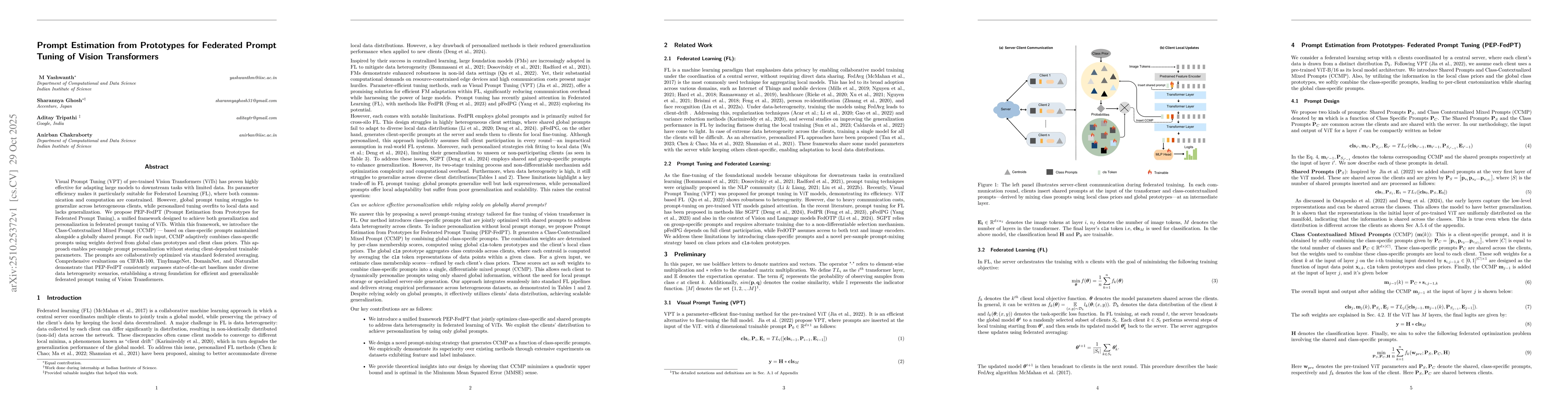 Thumbnail for Prompt Estimation from Prototypes for Federated Prompt Tuning of Vision
  Transformers