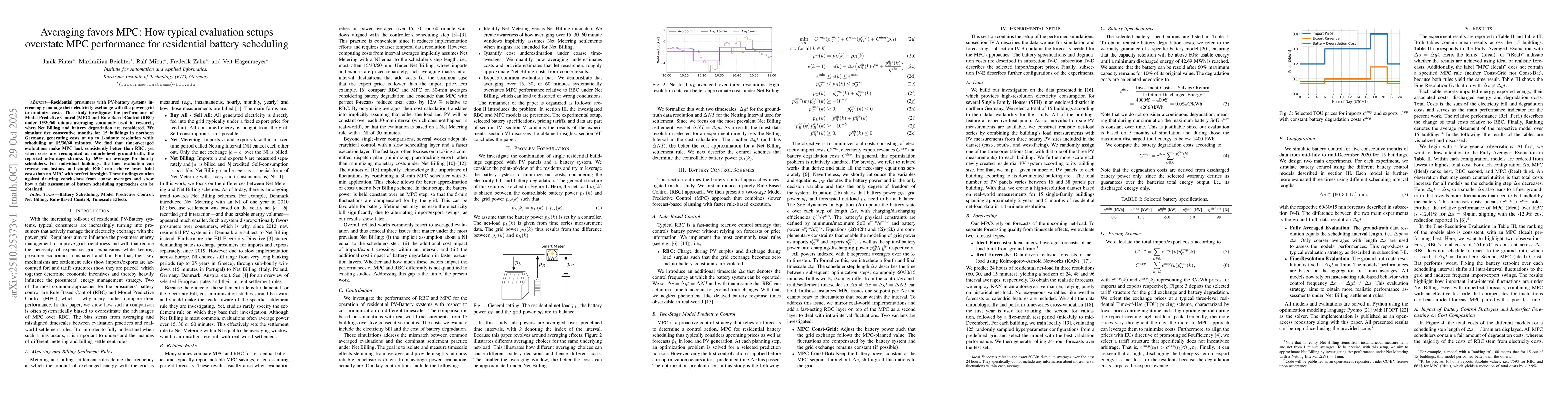 Thumbnail for Averaging favors MPC: How typical evaluation setups overstate MPC
  performance for residential battery scheduling