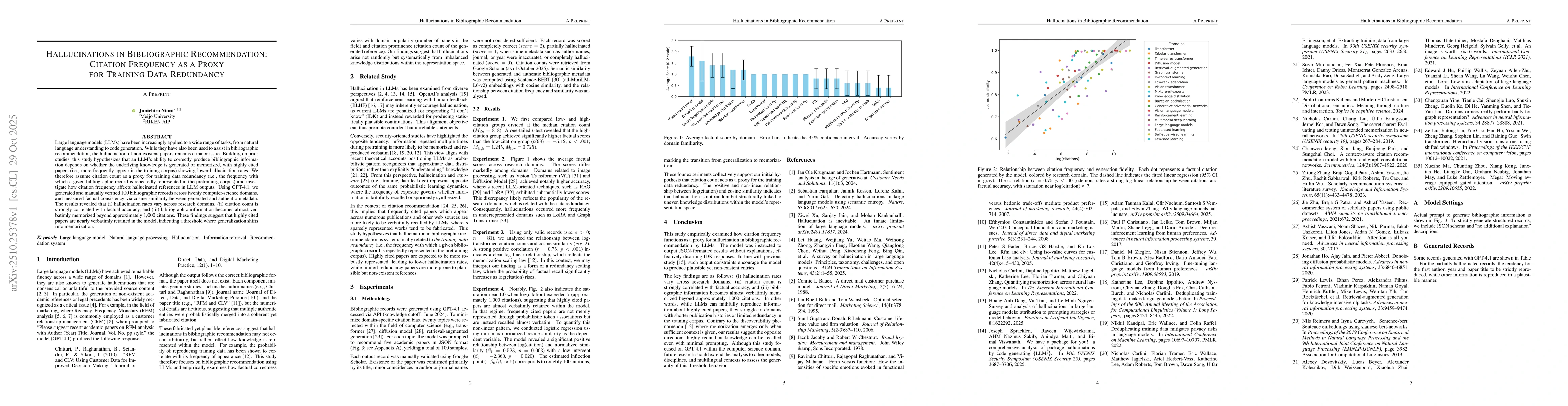 Thumbnail for Hallucinations in Bibliographic Recommendation: Citation Frequency as a
  Proxy for Training Data Redundancy