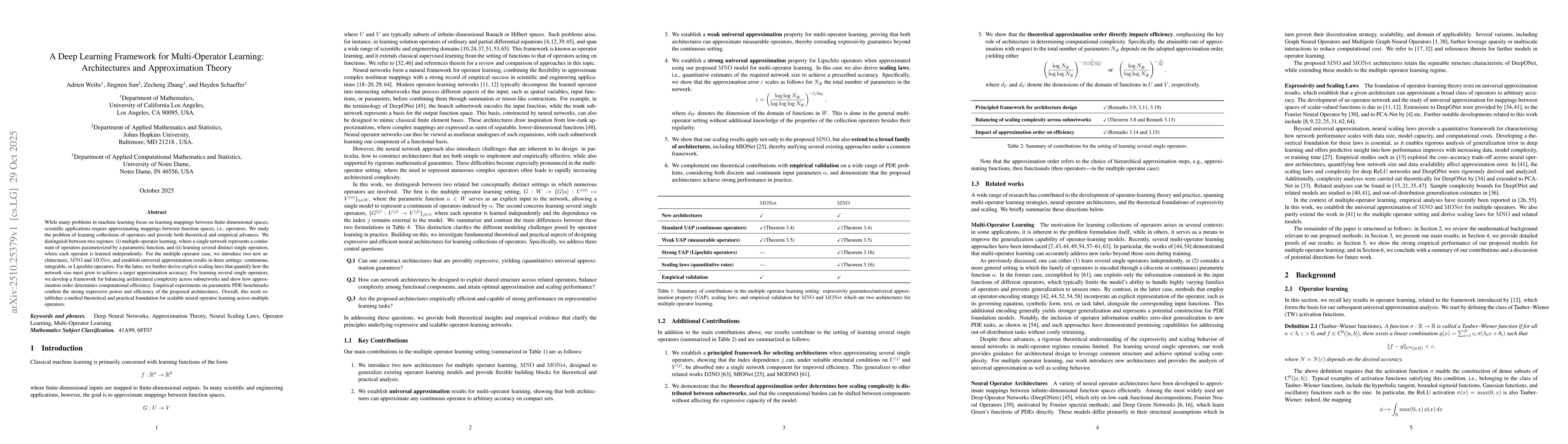 Thumbnail for A Deep Learning Framework for Multi-Operator Learning: Architectures and
  Approximation Theory