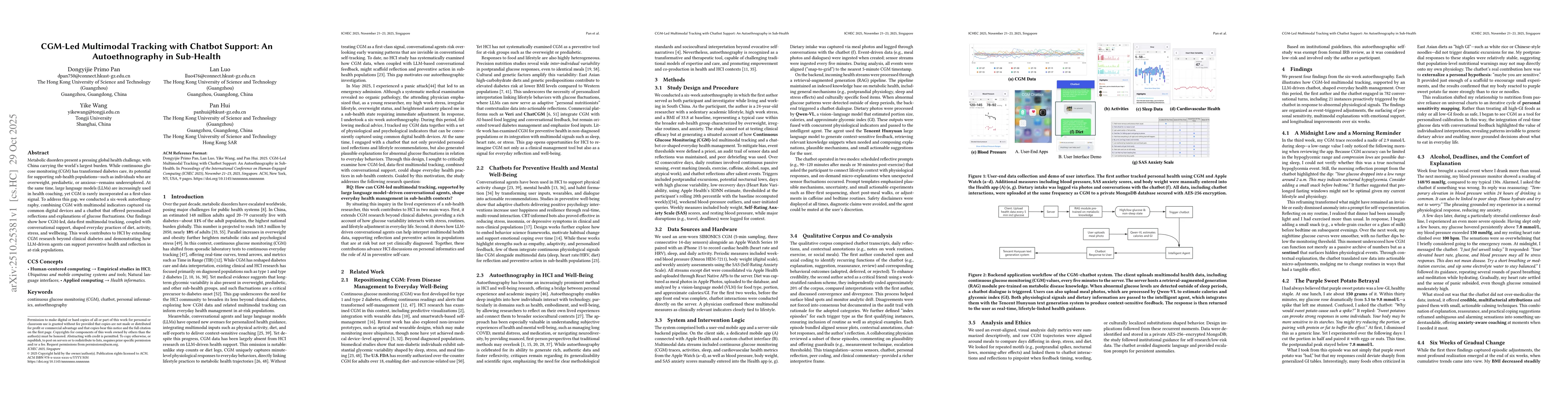 Thumbnail for CGM-Led Multimodal Tracking with Chatbot Support: An Autoethnography in
  Sub-Health