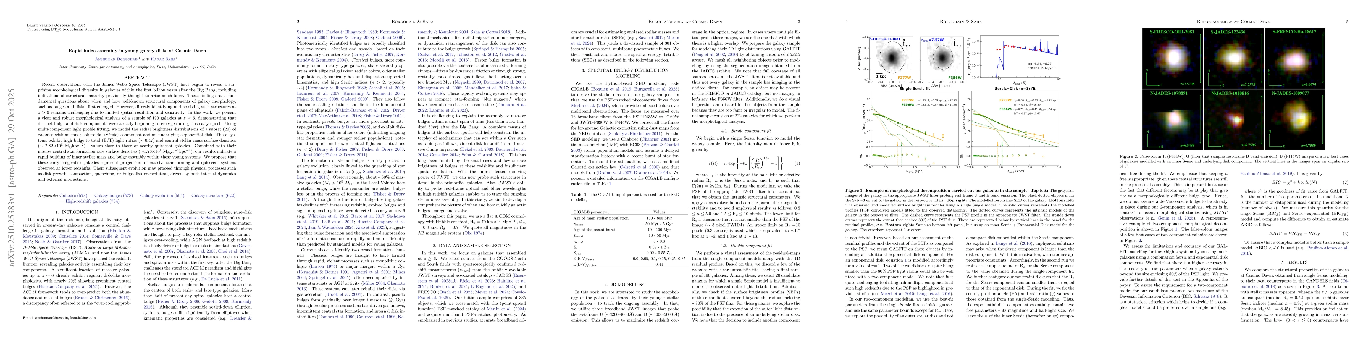 Thumbnail for Rapid bulge assembly in young galaxy disks at Cosmic Dawn
