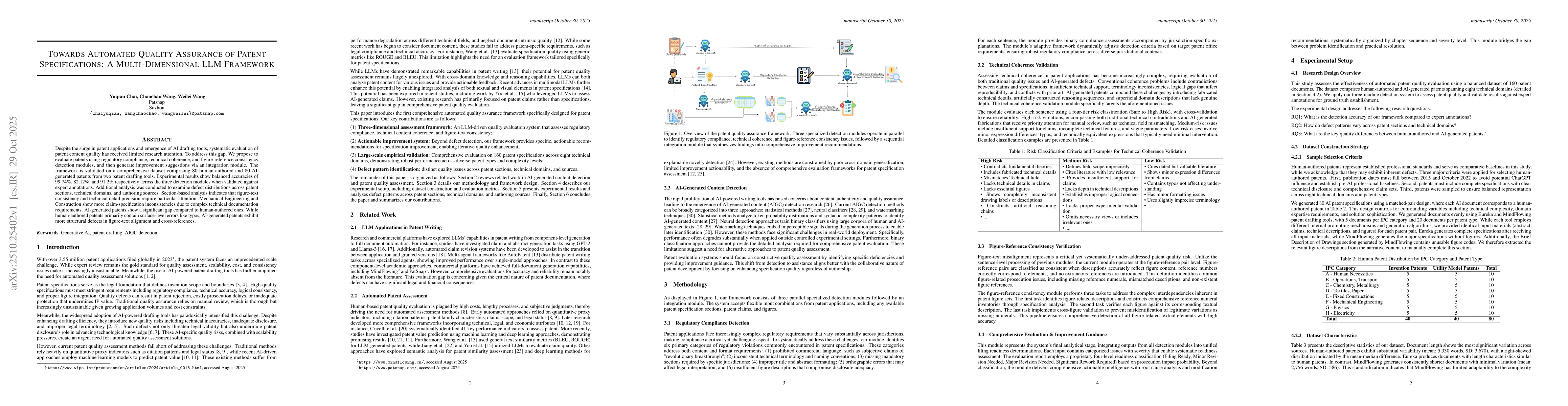Thumbnail for Towards Automated Quality Assurance of Patent Specifications: A
  Multi-Dimensional LLM Framework