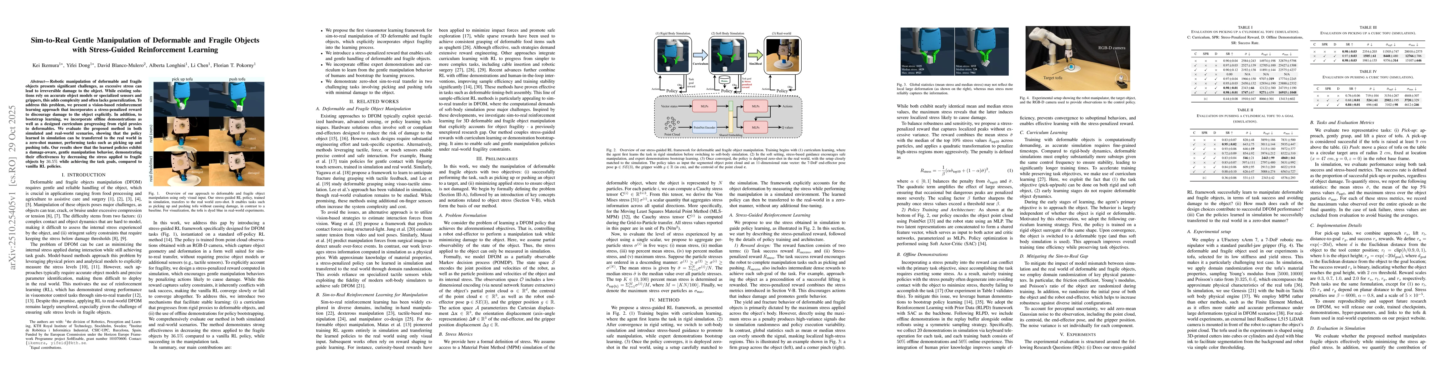 Thumbnail for Sim-to-Real Gentle Manipulation of Deformable and Fragile Objects with
  Stress-Guided Reinforcement Learning