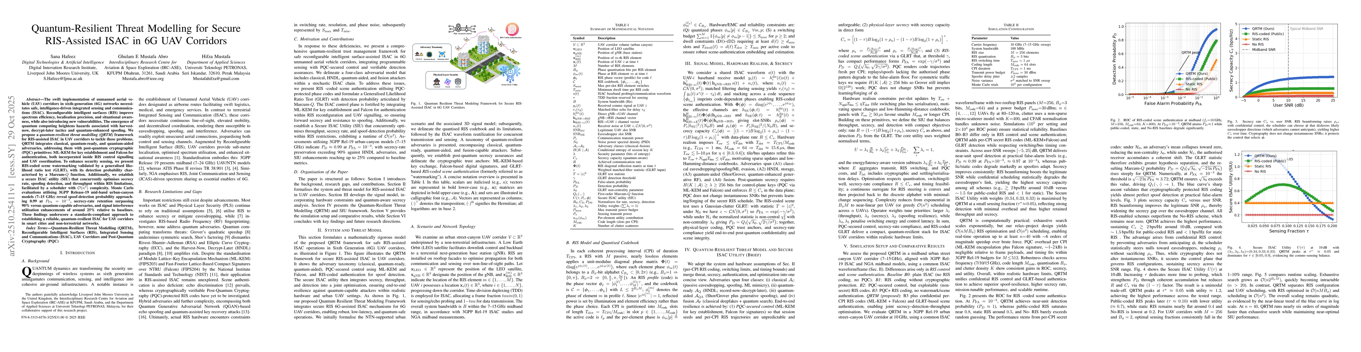 Thumbnail for Quantum-Resilient Threat Modelling for Secure RIS-Assisted ISAC in 6G
  UAV Corridors