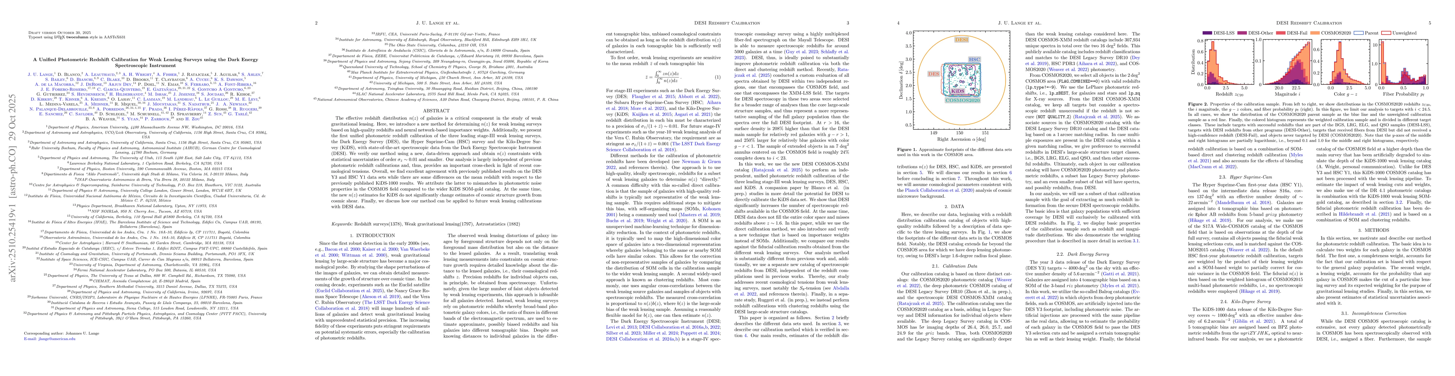 Thumbnail for A Unified Photometric Redshift Calibration for Weak Lensing Surveys
  using the Dark Energy Spectroscopic Instrument