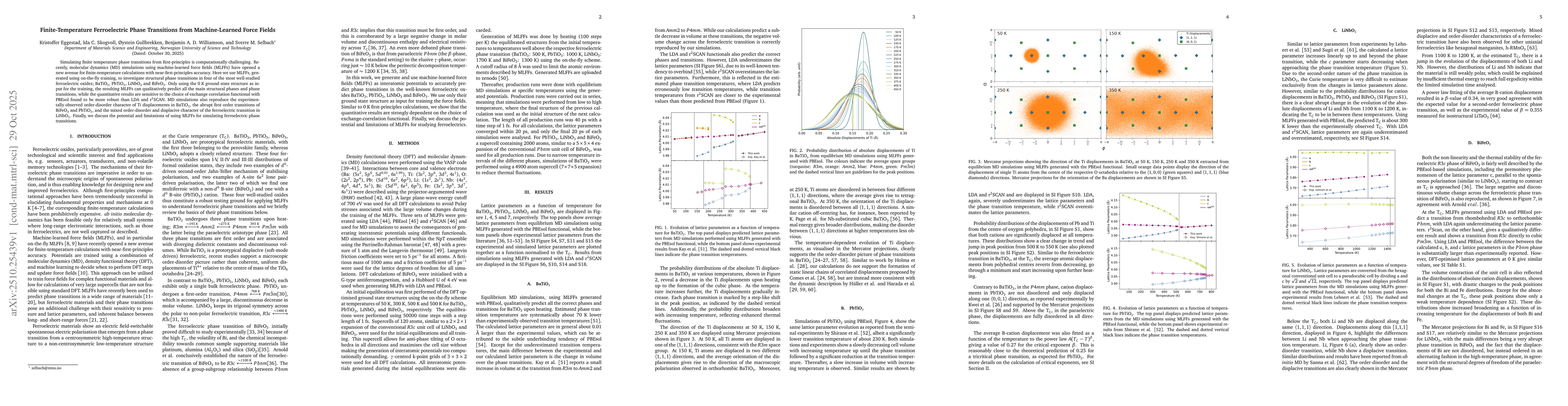 Thumbnail for Finite-Temperature Ferroelectric Phase Transitions from Machine-Learned
  Force Fields