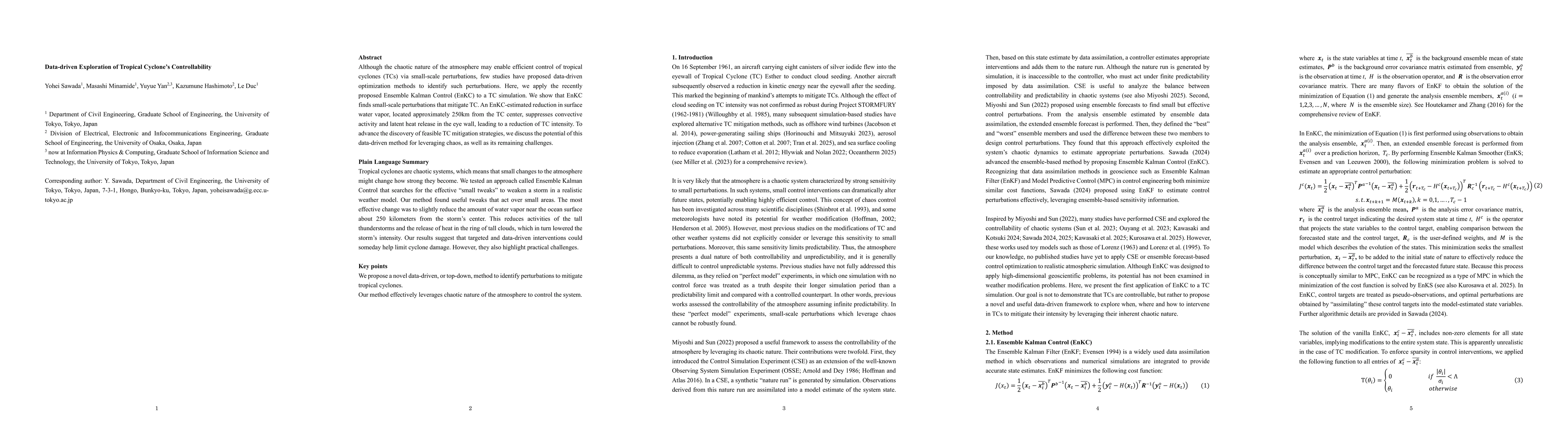 Thumbnail for Data-driven Exploration of Tropical Cyclone's Controllability