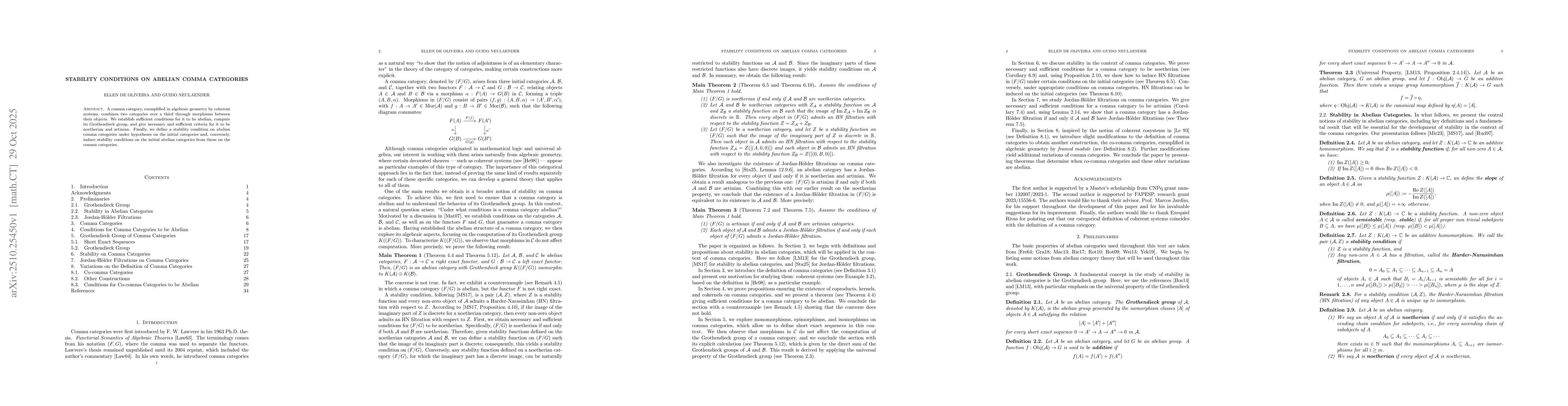 Thumbnail for Stability Conditions on Abelian Comma Categories