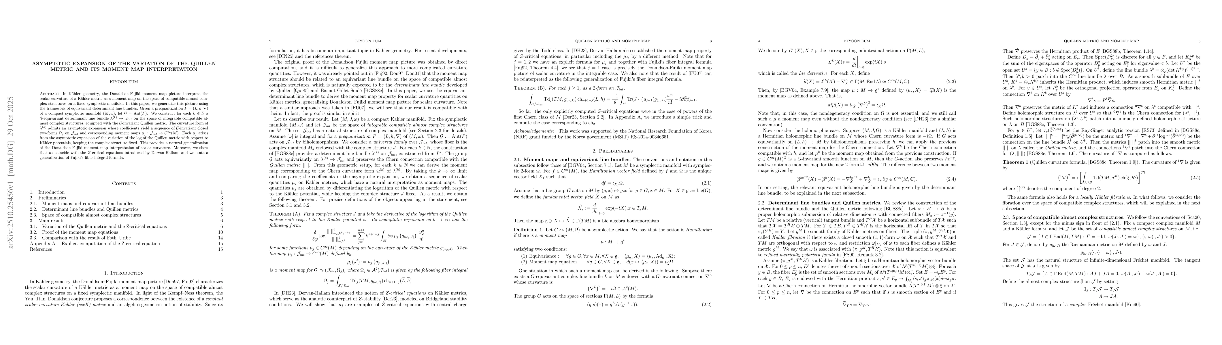 Thumbnail for Asymptotic expansion of the variation of the Quillen metric and its
  moment map interpretation