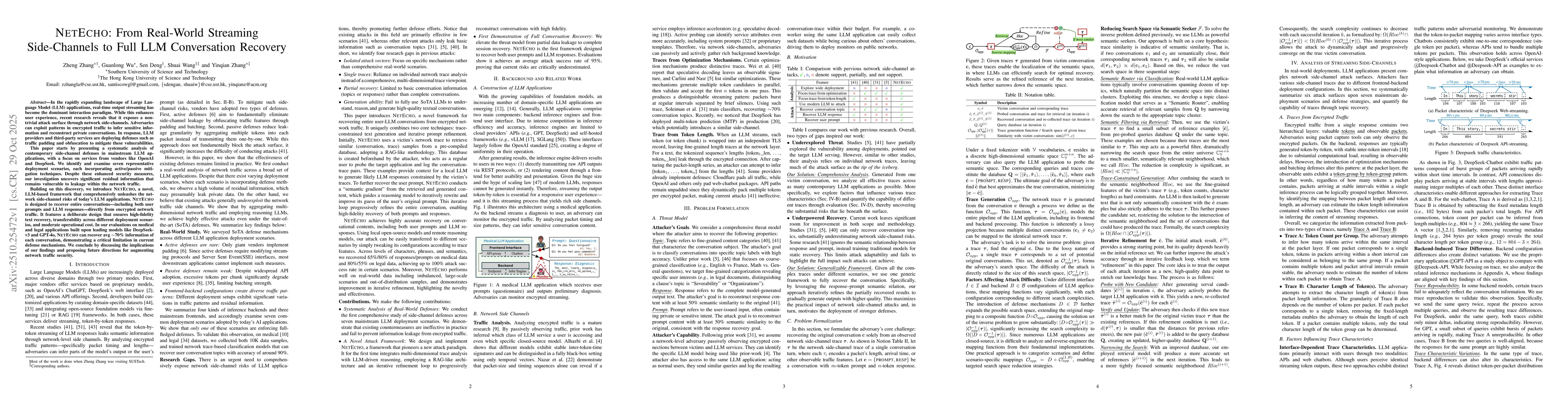 Thumbnail for NetEcho: From Real-World Streaming Side-Channels to Full LLM
  Conversation Recovery