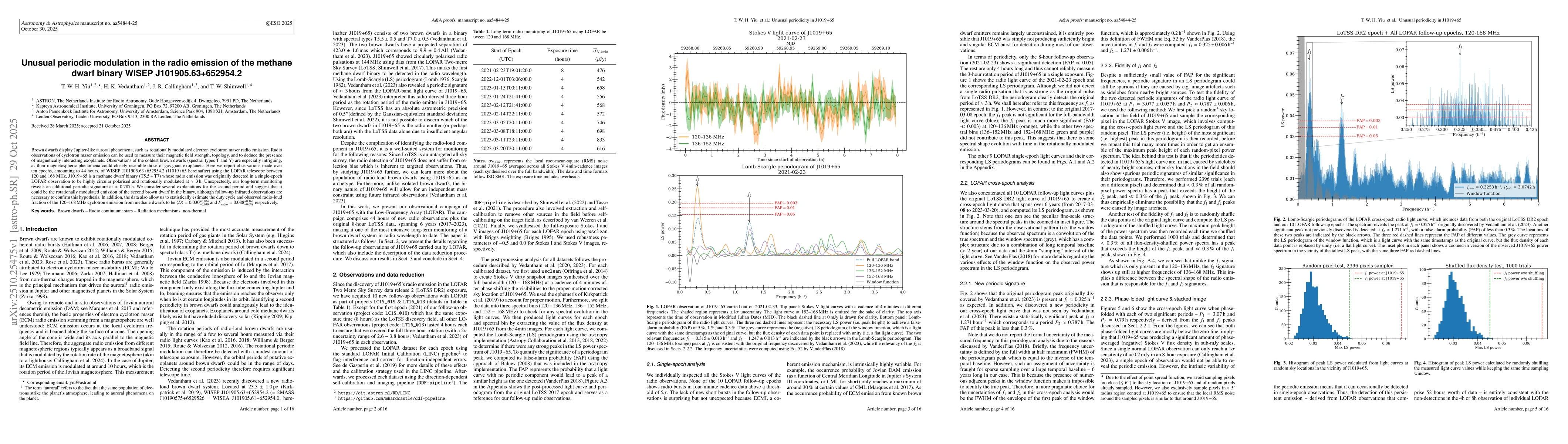 Thumbnail for Unusual periodic modulation in the radio emission of the methane dwarf
  binary WISEP J101905.63+652954.2