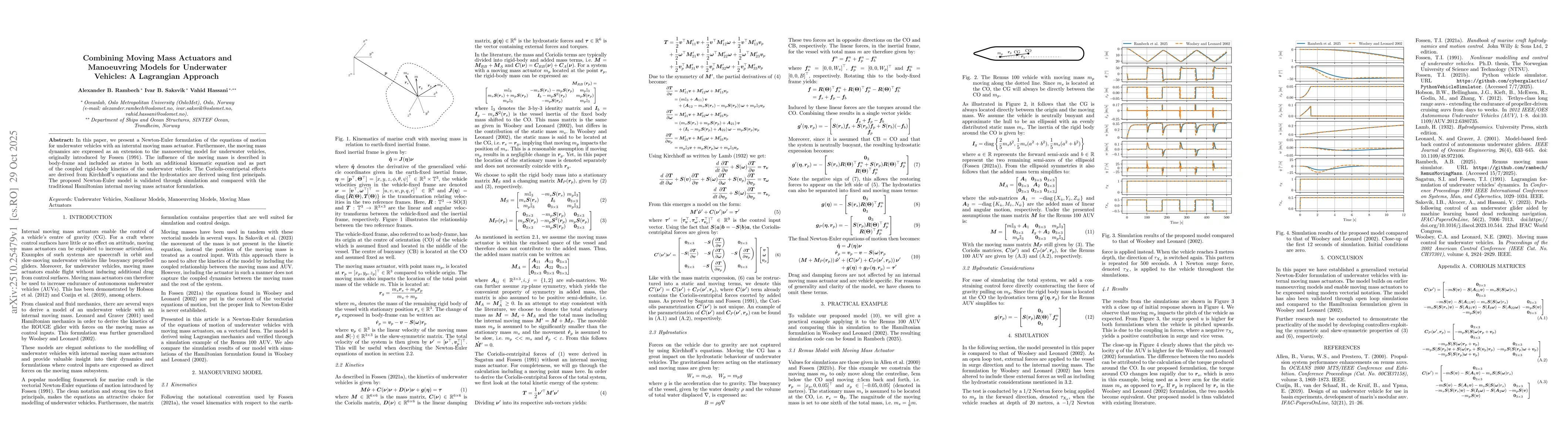 Thumbnail for Combining Moving Mass Actuators and Manoeuvring Models for Underwater
  Vehicles: A Lagrangian Approach