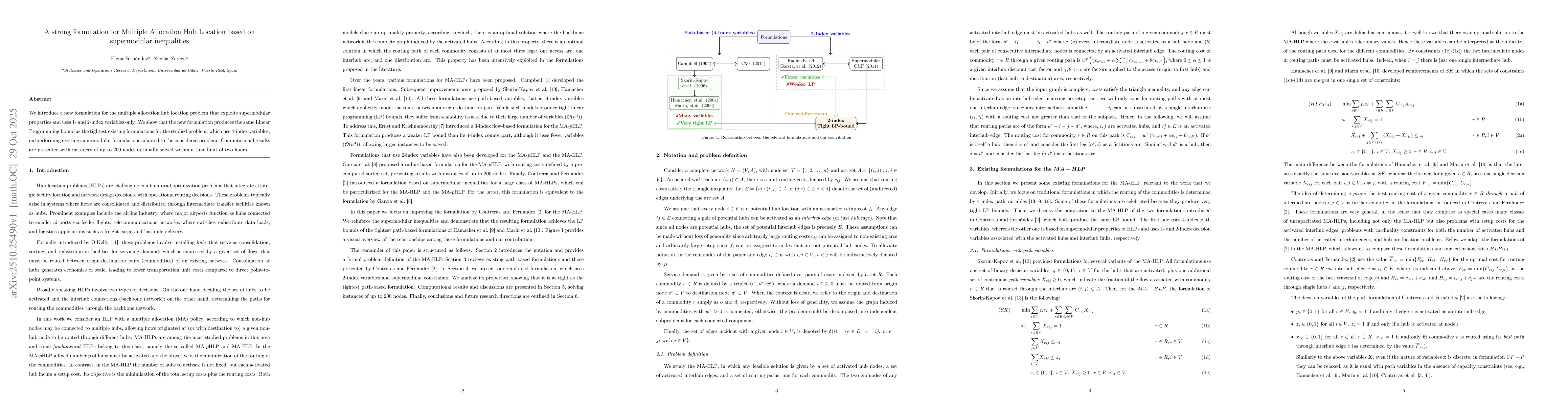 Thumbnail for A strong formulation for Multiple Allocation Hub Location based on
  supermodular inequalities