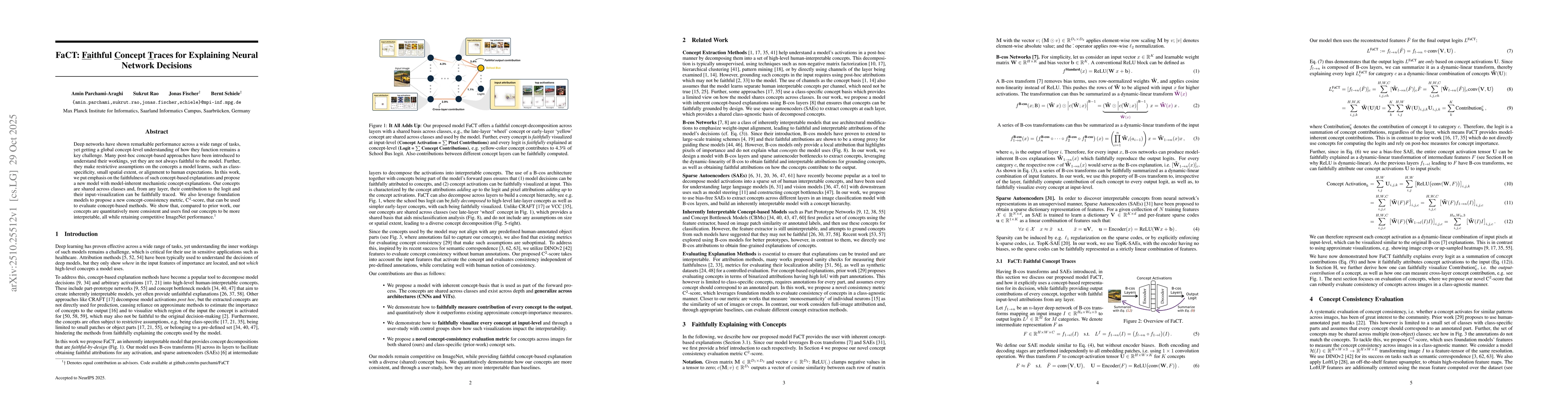 Thumbnail for FaCT: Faithful Concept Traces for Explaining Neural Network Decisions