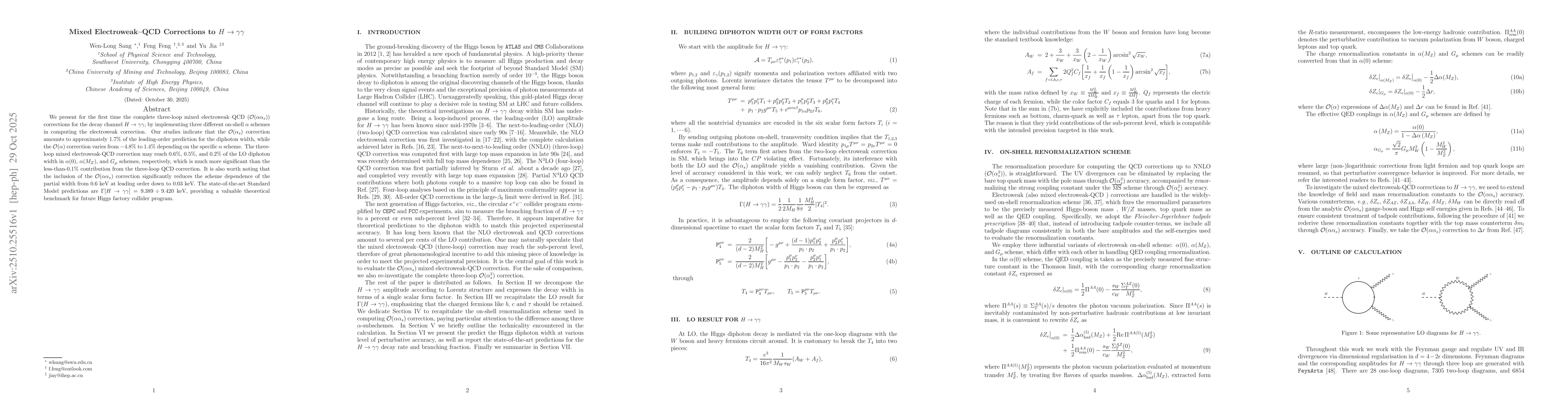 Thumbnail for Mixed Electroweak-QCD Corrections to $H\to γγ$